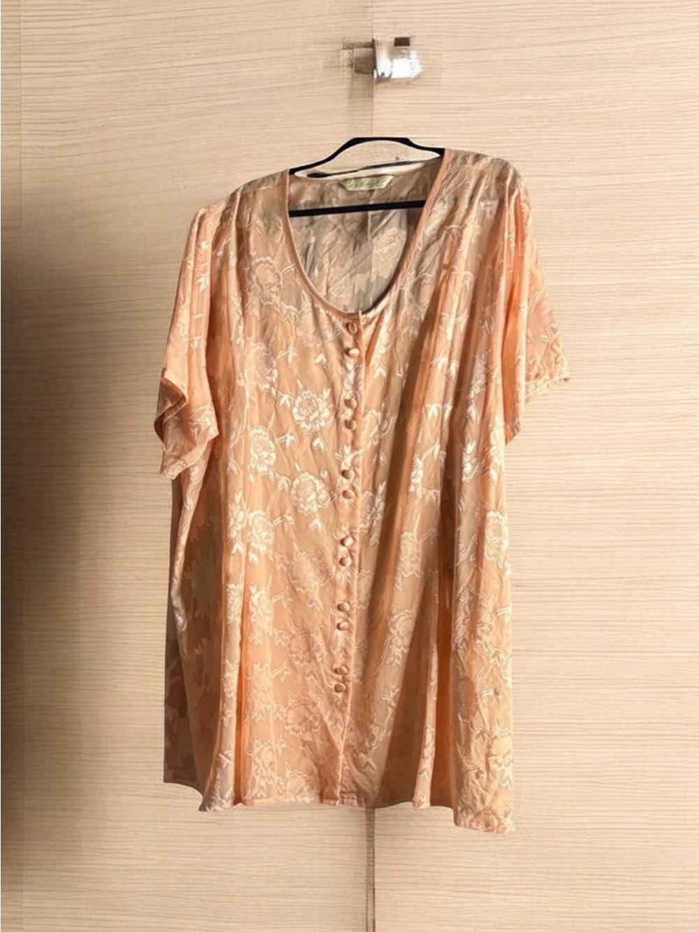 LANE BRYANT Peach Floral Button-Up Sheer Women's Dress (v)